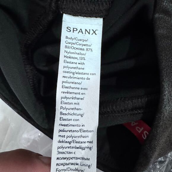 Spanx Faux Leather Leggings M Black High Rise Shaping Ankle - Picture 4 of 11